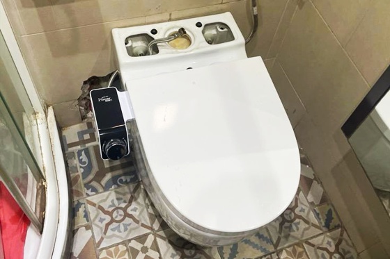 Inodoro sin la cisterna, con bidé electrónico incorporado