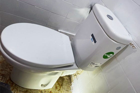 Inodoro con cisterna instalado